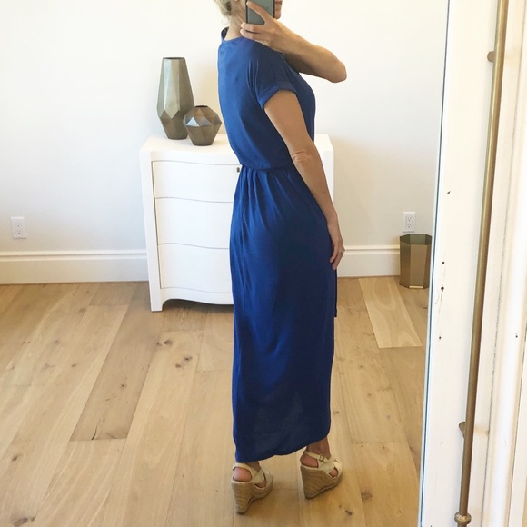 🟡 SALE! CÔTE D AZUR Blue Wrap Maxi Dress - Picture 8 of 11